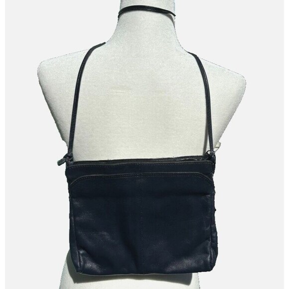 Vintage B Young Blue Leather Crossbody Handbag Pockets Lined Pocketbook Clutch - Picture 1 of 9